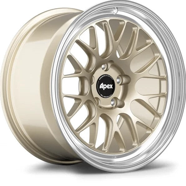 Apex ML-10RT 18x9.5 +18 5x114.3 66.1CB - Gloss Motorsport Gold w/ Machine Lip