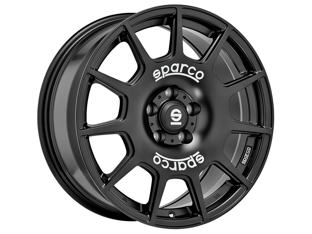 Sparco Terra 18x8 +45 5x114.3 73CB - Matt Black w/ White Lettering