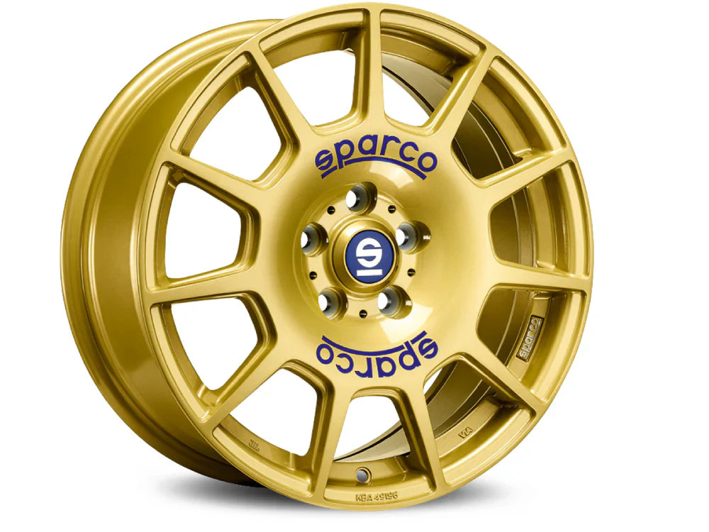 Sparco Terra 16x7 +45 5x114.3 73.1CB - Race Gold Blue Lettering