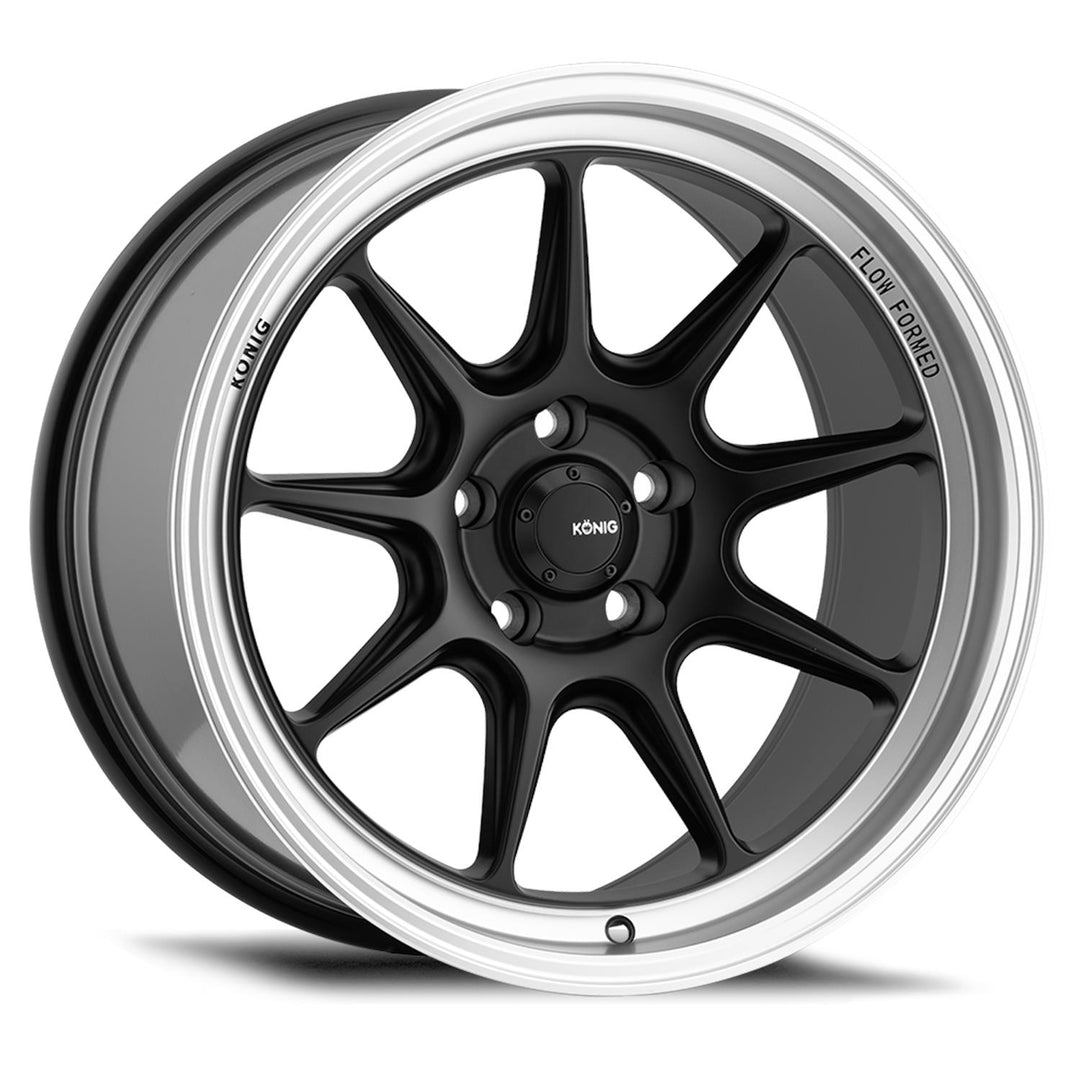Konig Countergram 18x9.5 +35 5x114.3 73.1CB - Matte Black w/ Matte Machine Lip