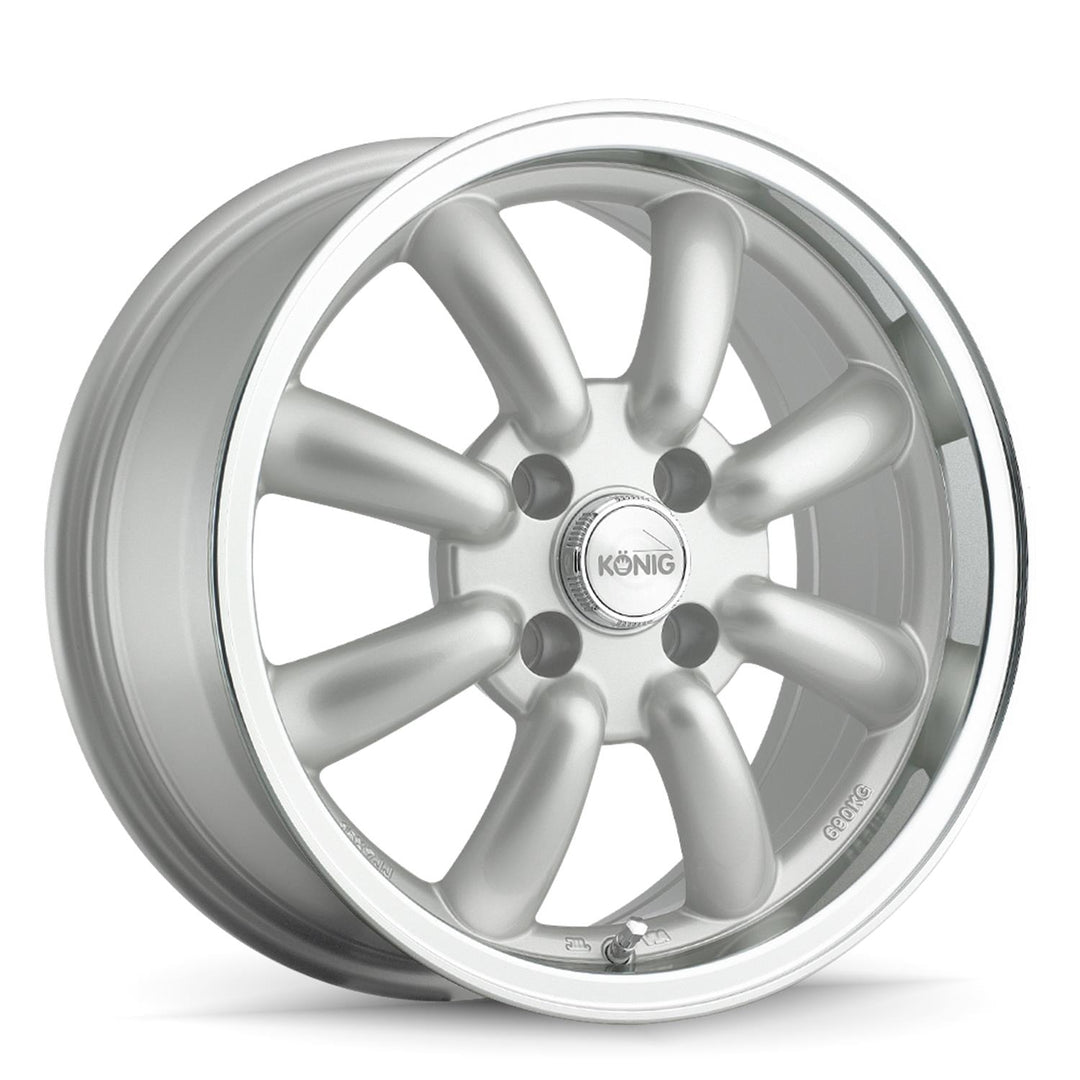 Konig Rewind 15x7 +40 4x100 73.1CB - Silver w/ Machine Lip