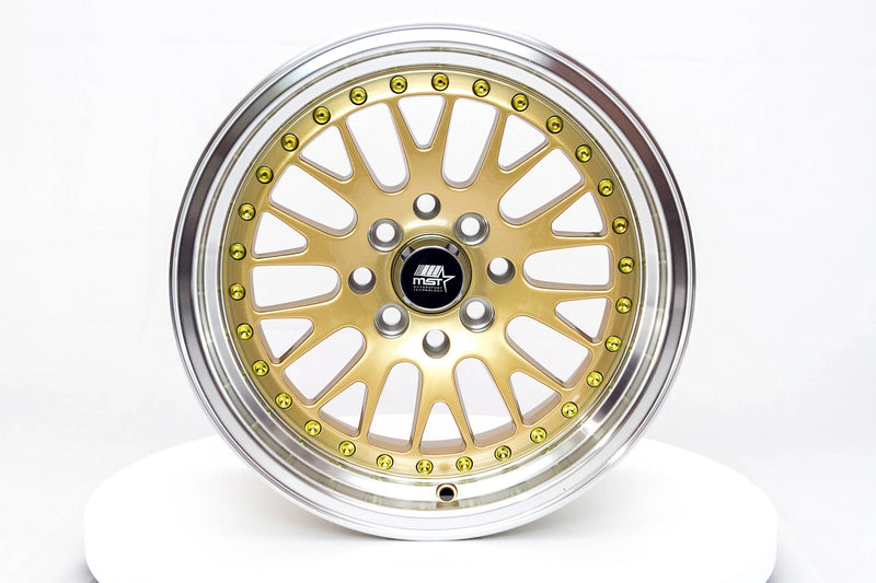 MT10 - Gold w/Machined Lip - 15x8.0 4x100/4x114.3 Offset +25