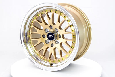MT10 - Gold w/Machined Lip - 15x8.0 4x100/4x114.3 Offset +25