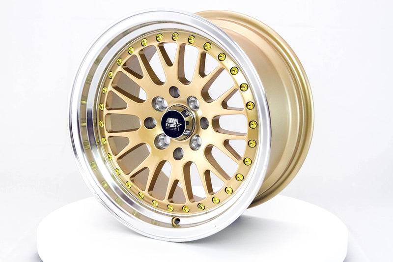 MT10 - Gold w/Machined Lip - 15x8.0 4x100/4x114.3 Offset +25
