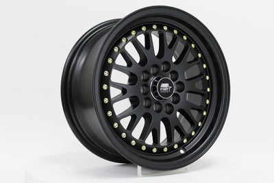 MT10 - Matte Black w/Gold Rivets - 15x7.0 5x100/5x114.3 Offset +20