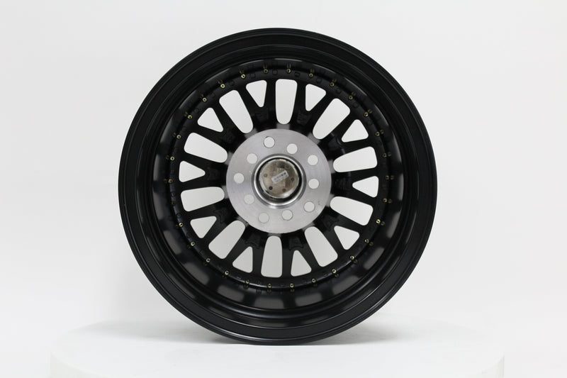 MT10 - Matte Black w/Gold Rivets - 15x7.0 5x100/5x114.3 Offset +20