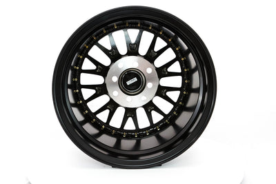 MT10 - Matte Black w/Gold Rivets - 15x8.0 4x100/4x114.3 Offset +25