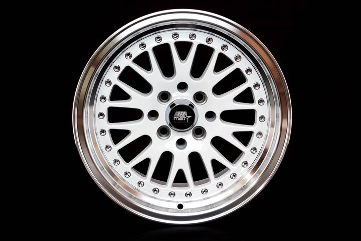 MT10 - White w/Machined Lip - 15x8.0 4x100/4x114.3 Offset +25