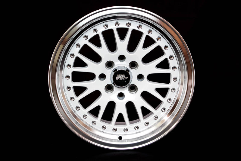 MT10 - White w/Machined Lip - 15x8.0 4x100/4x114.3 Offset +25