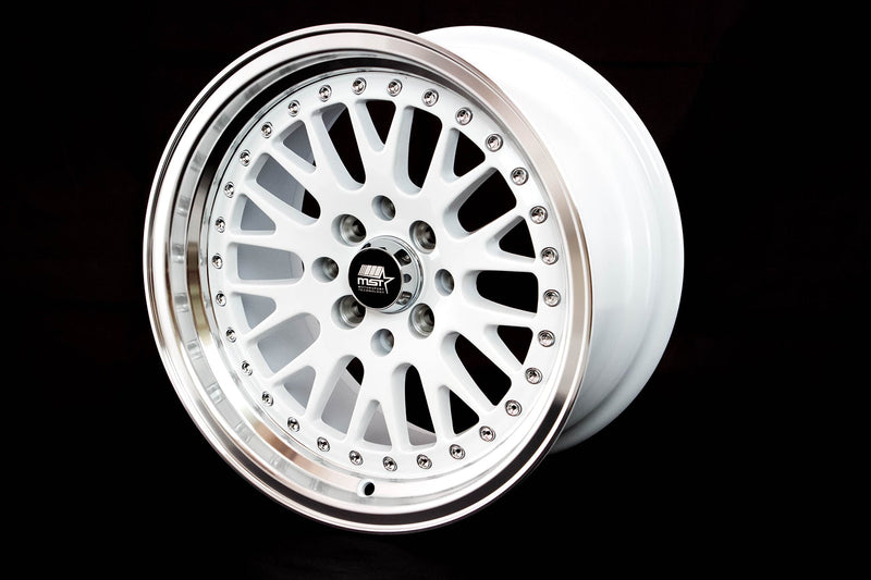 MT10 - White w/Machined Lip - 15x8.0 4x100/4x114.3 Offset +25