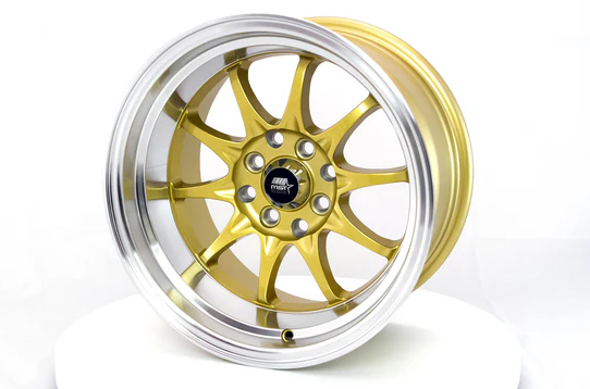 MST MT11 17x9 +20 5x100/5x114.3 - Gold w/ Machine Lip