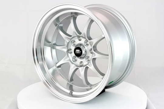MST MT11 15x8 +0 4x100/4x114.3 - Silver w/ Machine Lip
