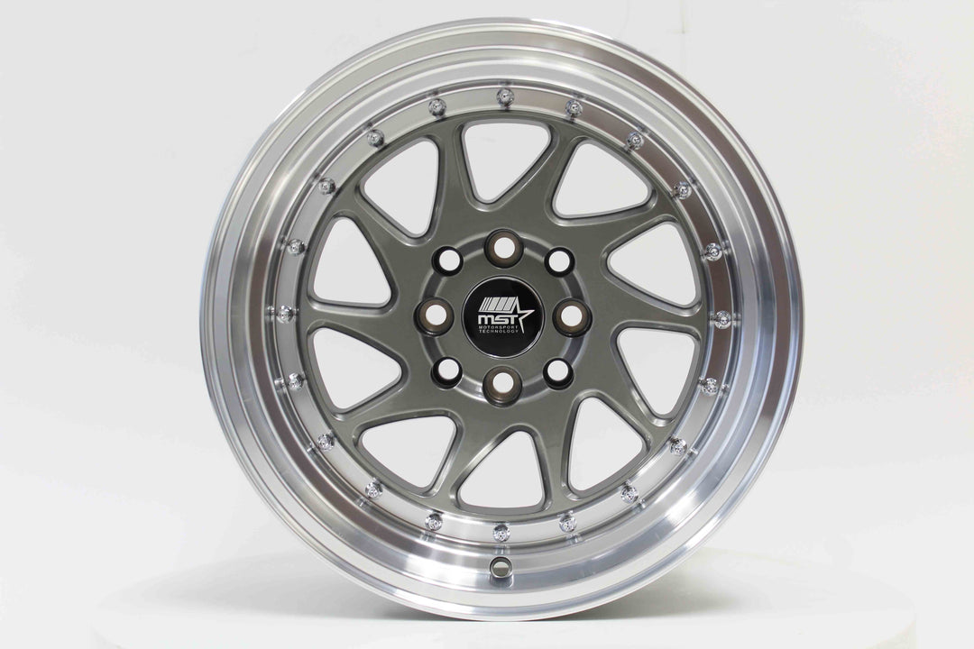 MT28 - Gunmetal w/Machined Lip - 15x8.0 4x100/4x114.3 Offset +20