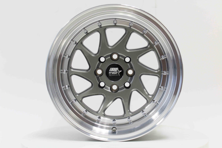 MT28 - Gunmetal w/Machined Lip - 15x8.0 4x100/4x114.3 Offset +20