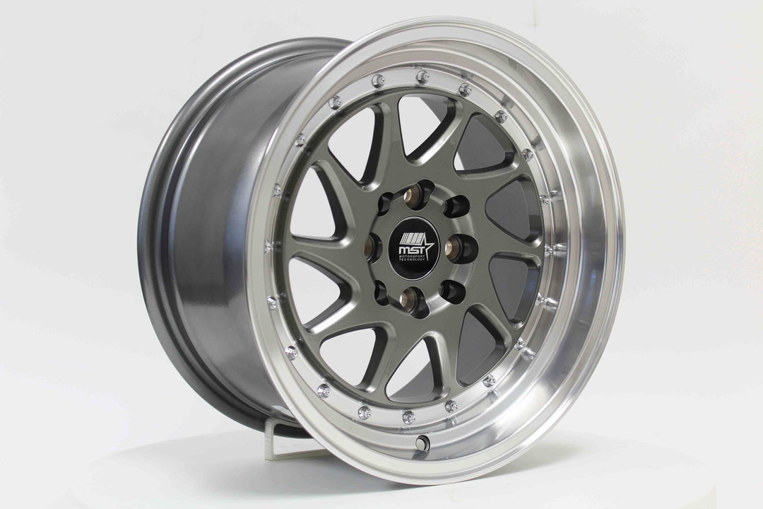 MT28 - Gunmetal w/Machined Lip - 15x8.0 4x100/4x114.3 Offset +20
