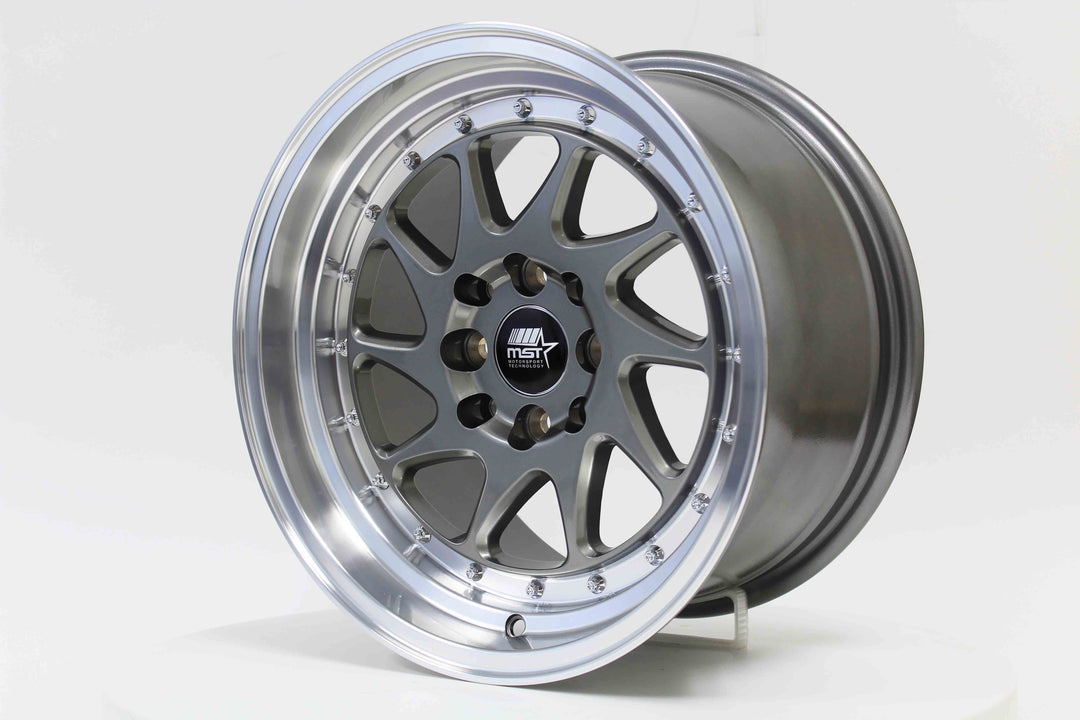 MT28 - Gunmetal w/Machined Lip - 15x8.0 4x100/4x114.3 Offset +20