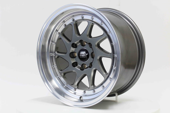 MT28 - Gunmetal w/Machined Lip - 15x8.0 4x100/4x114.3 Offset +20