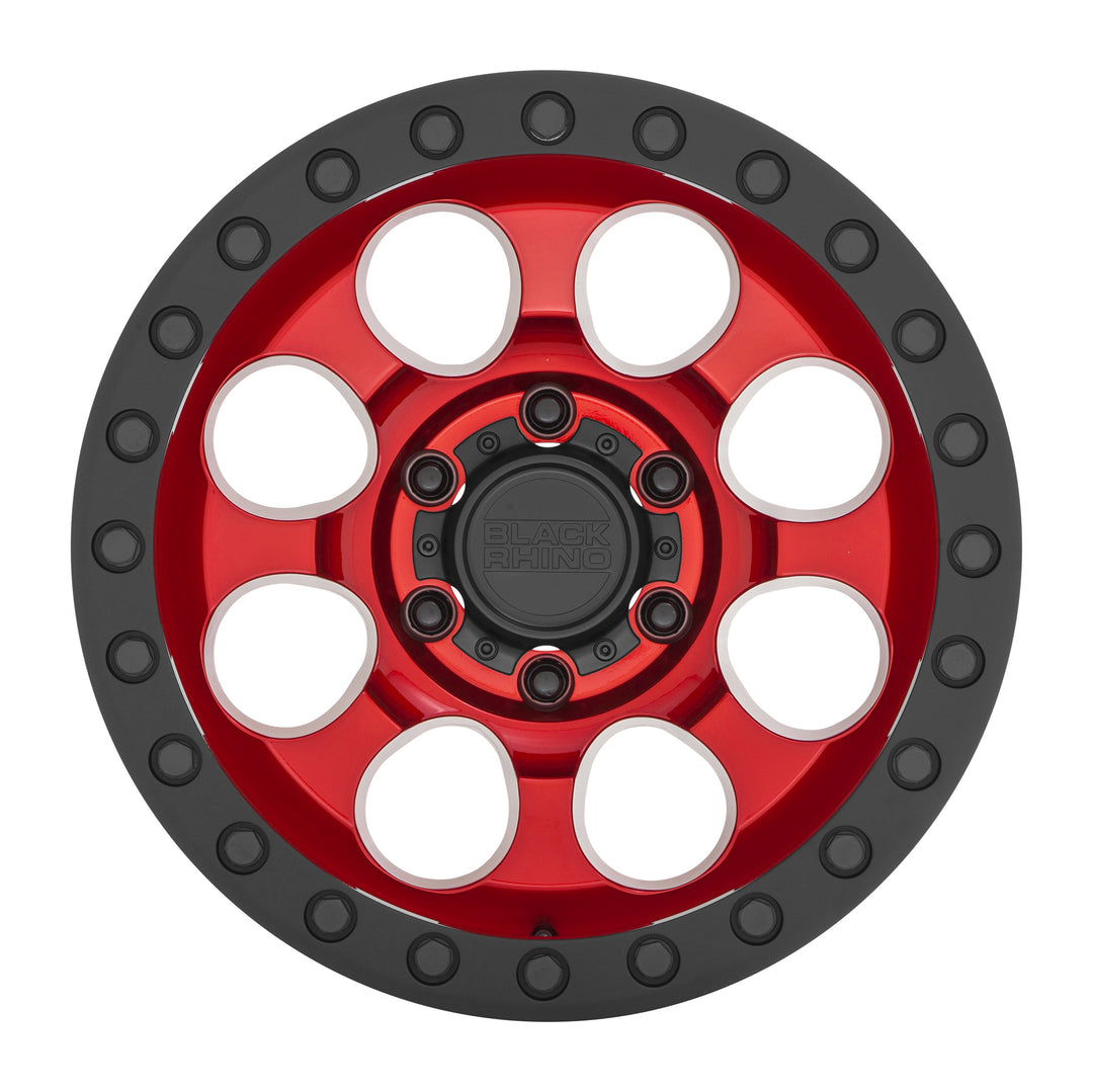 Black Rhino Flow Formed Riot Candy Red w/ Black Ring & Bolts