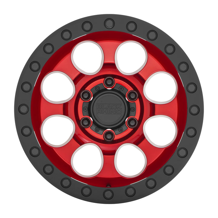 Black Rhino Flow Formed Riot Candy Red w/ Black Ring & Bolts