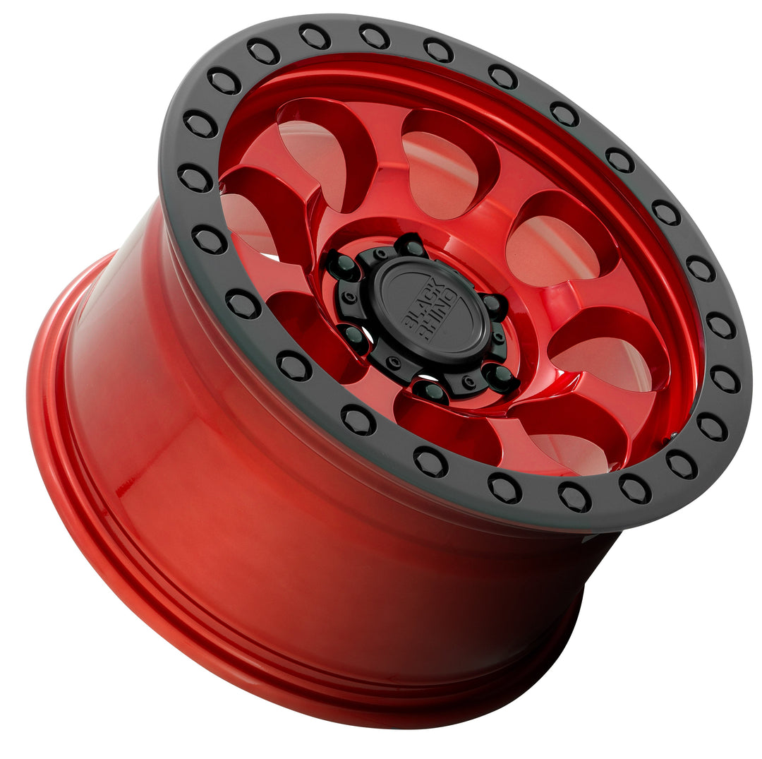 Black Rhino Flow Formed Riot Candy Red w/ Black Ring & Bolts