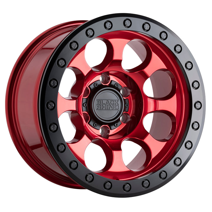Black Rhino Flow Formed Riot Beadlock Candy Red w/ Black Ring & Bolts
