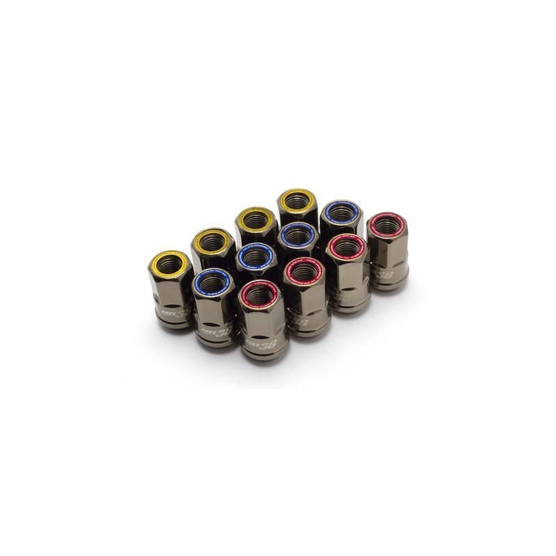Muteki HR38 Open End Lug Nuts - Titanium Chrome / Red Ring